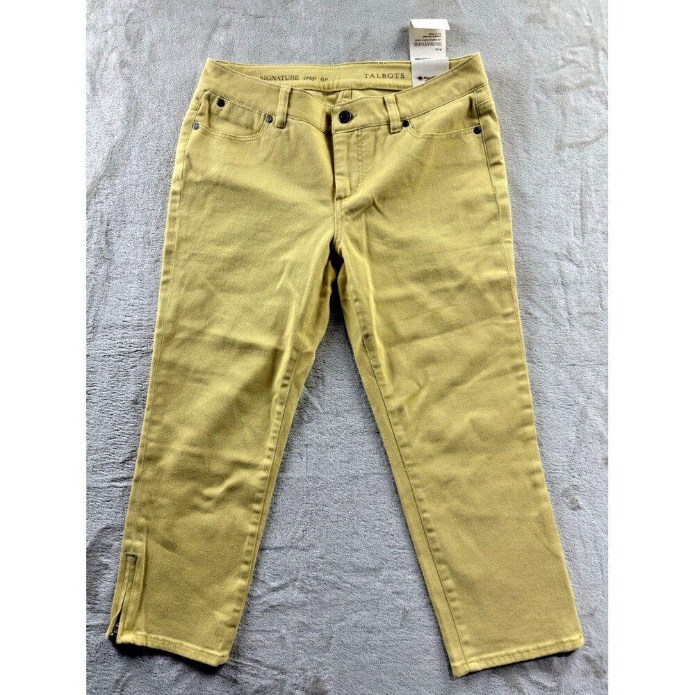 Talbots Jeans Women's 6 Petite Yellow Signature Crop Straight Leg Stretch Denim